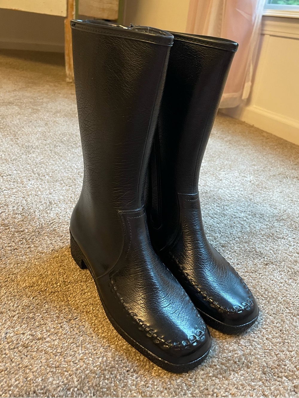 VTG Winterproofs Black waterproof rain Boots Classic Zip Riding Style 8 moc toe